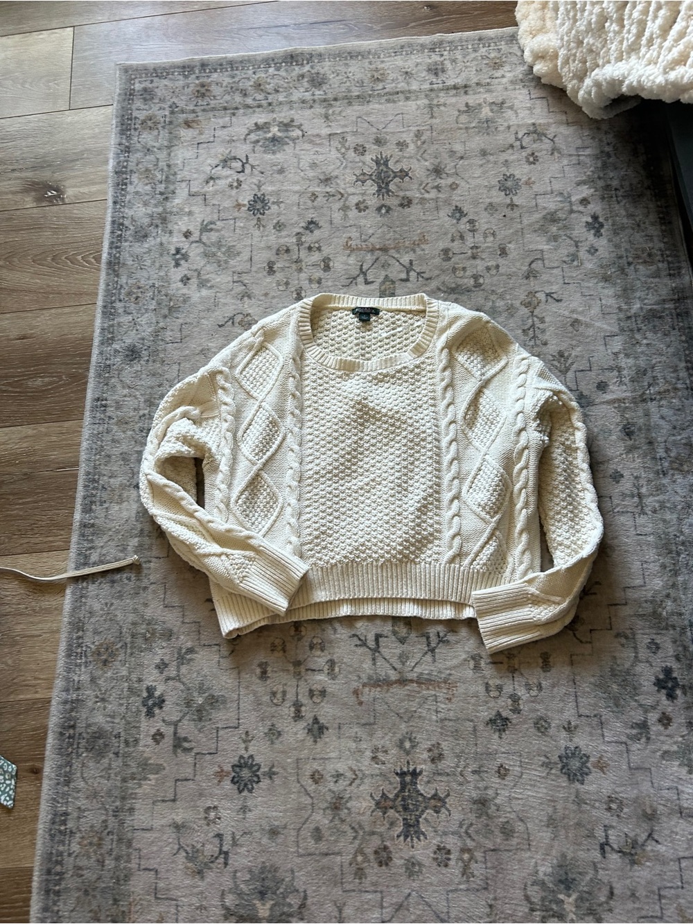 wild fable Cream Cable Knit Crewneck Sweater